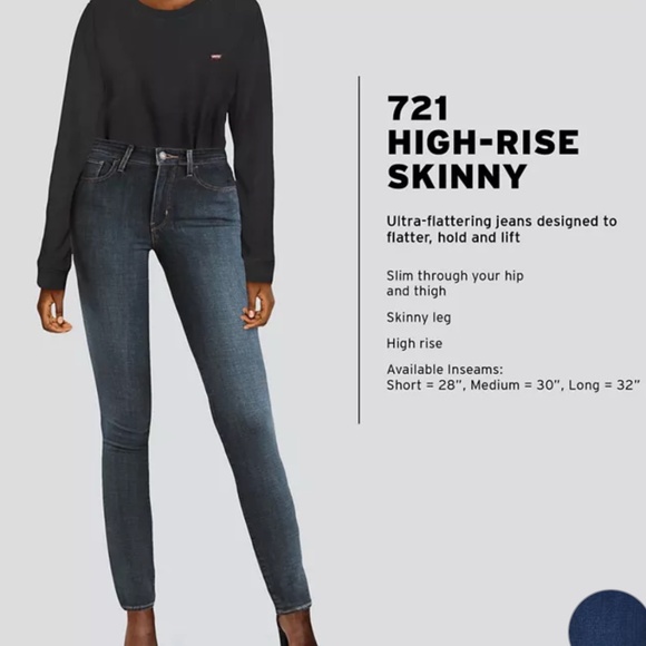 Levi's Women's 721 High-Rise Stretch Skinny Jeans Size 25 - Picture 6 of 8